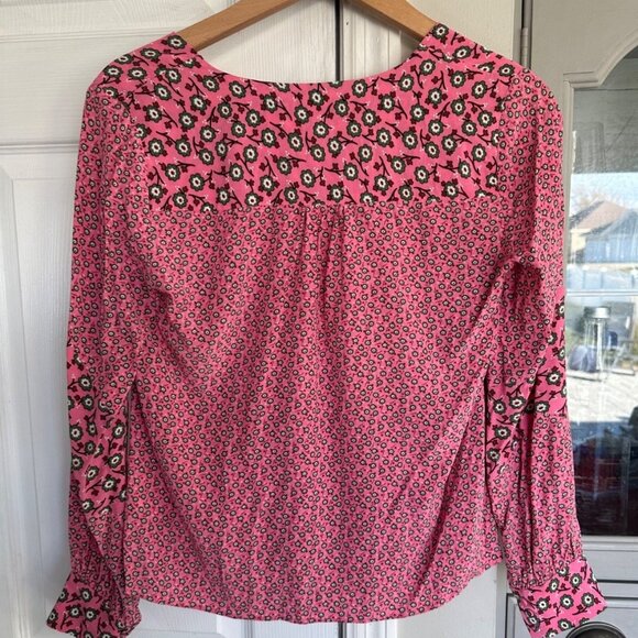 Boden Size 4 Eva Ditsy Floral Popover Long Sleeve Blouse Pink Office - Picture 2 of 7